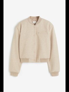 H&M Neutral Beige Varsity Bomber Jacket